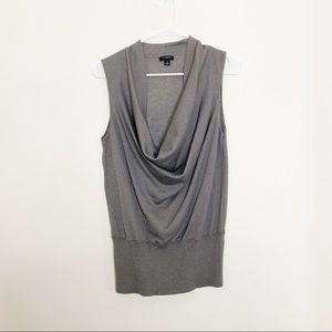 Shimmery Grey Cowl Neck Sleeveless Sweater